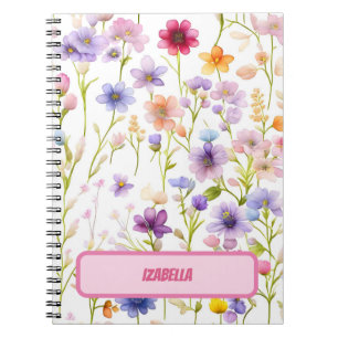 Wild Flower Pink Blue Spring Floral Design Journal