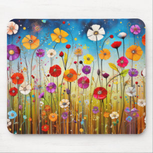 Wild Flower Poppy Concept Abstract Colourful Art Mouse Pad