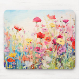Wild Flower Poppy Concept Abstract Colourful Art Mouse Pad