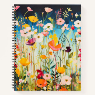 Wild Flower Poppy Concept Abstract Colourful Art Notebook