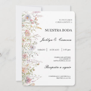 Wild flower water colour Spanish Wedding Invitatio Invitation