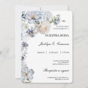 Wild flower water colour Spanish Wedding Invitatio Invitation