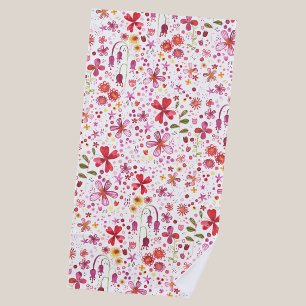 Wild Flower Watercolor Beach Towel