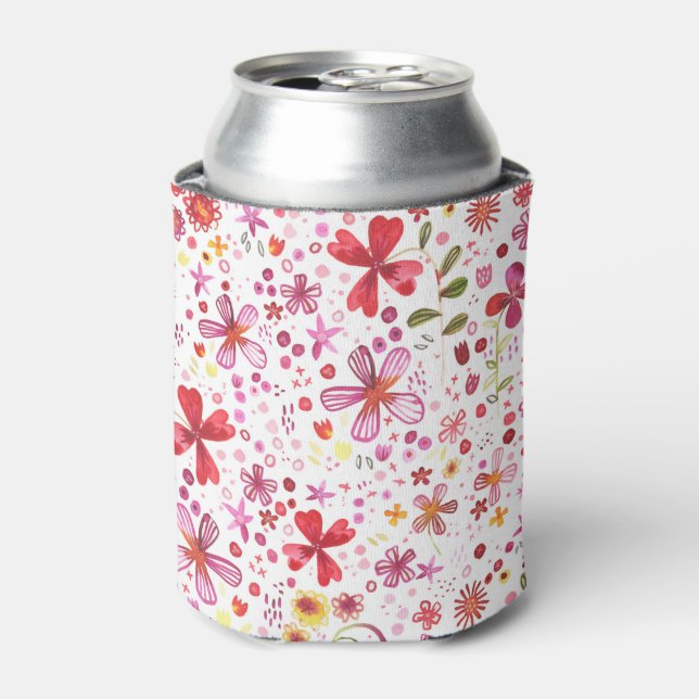 Wild Flower Watercolor Can Cooler (Can Front)