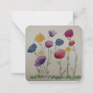 Wild flower watercolor flat card