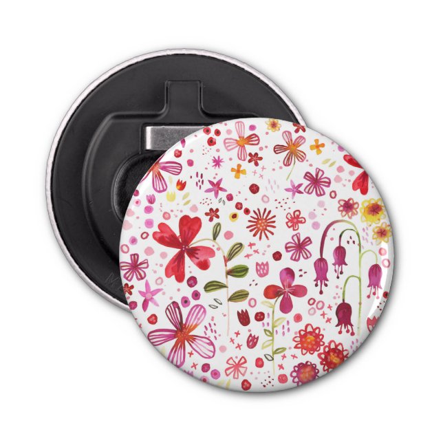 Wild Flower Watercolor Modern Floral Bottle Opener (Front)