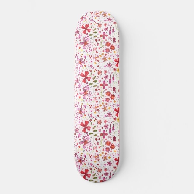 Wild Flower Watercolor Skateboard (Front)