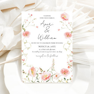 Wild Flower Watercolour Modern Boho Wedding Invitation