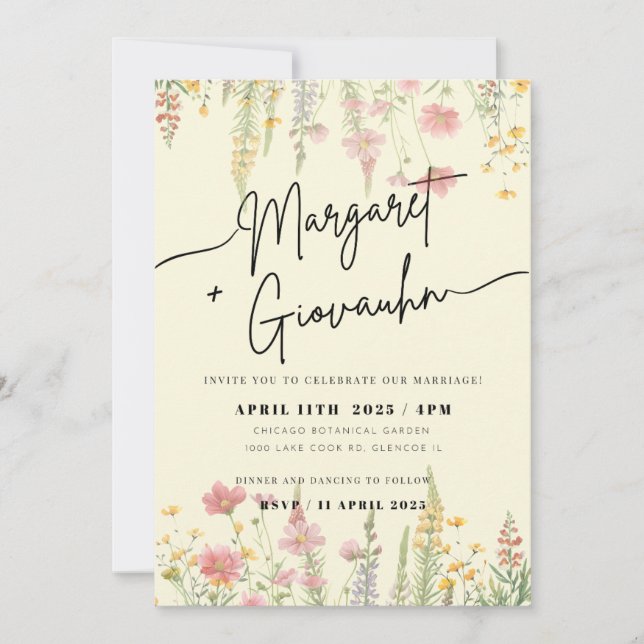 Wild Flower Wedding Invitation (Front)