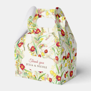 Wild Flower Yellow Marigold Foliage Wedding Favour Box