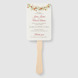 Wild Flower Yellow Marigold Foliage Wedding Hand Fan