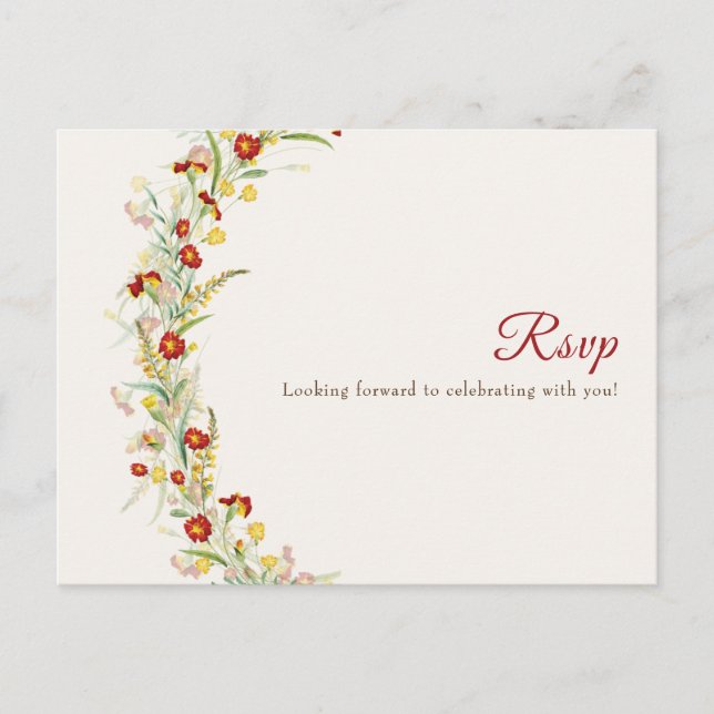 Wild Flower Yellow Marigold Foliage Wedding Postcard (Front)