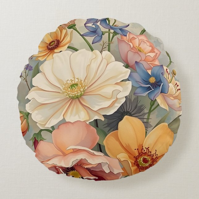 Wild flowers1 round cushion (Front)