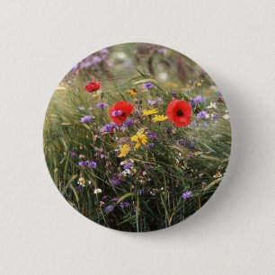 Wild flowers 6 cm round badge