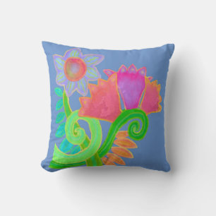 Wild Flowers Abstract Art Cushion