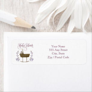 Wild Flowers and Balloon Baby Shower Return Address Label