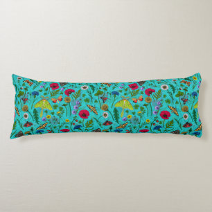 Wild flowers and butterflies body pillow