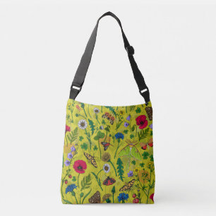 Wild flowers and butterflies crossbody bag