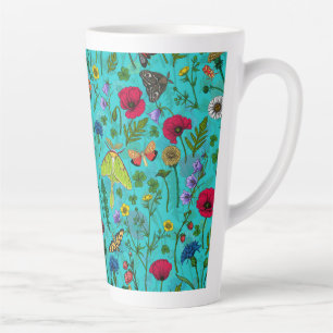 Wild flowers and butterflies latte mug