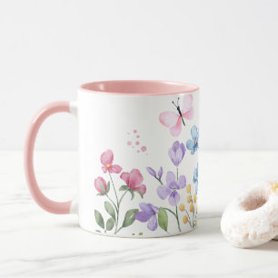 Wild flowers and butterflies mug