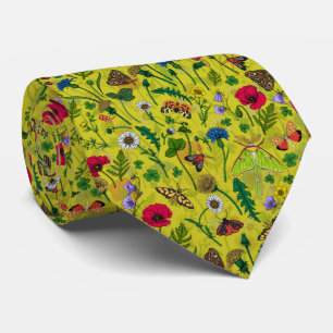 Wild flowers and butterflies neck tie