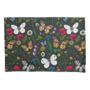 Wild flowers and butterflies pillow case