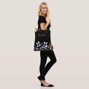 Wild flowers and butterflies tote bag