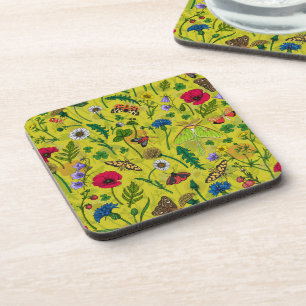 Wild flowers and moths 2 coaster