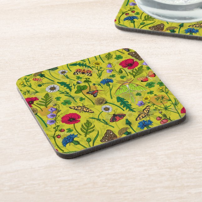 Wild flowers and moths 2 coaster (Left Side)