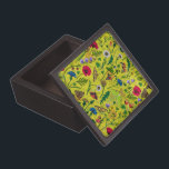 Wild flowers and moths on green gift box<br><div class="desc">Hand-painted collection of various wild flowers.</div>
