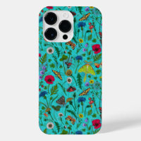 Wild flowers and moths on teal
