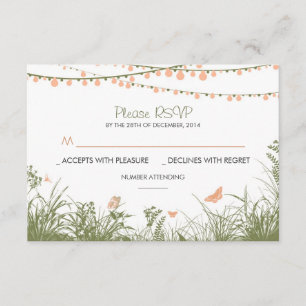 wild flowers and string lights wedding RSVP cards