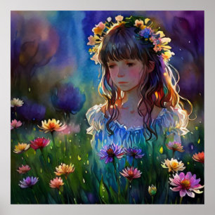 *~  Wild Flowers AP56 Girl Fantasy Art Painting Poster