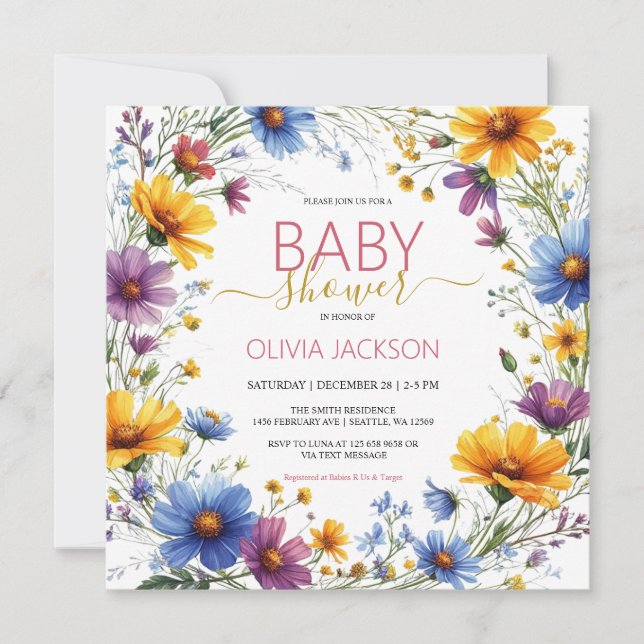  Wild flowers Baby Shower Invitation (Front)
