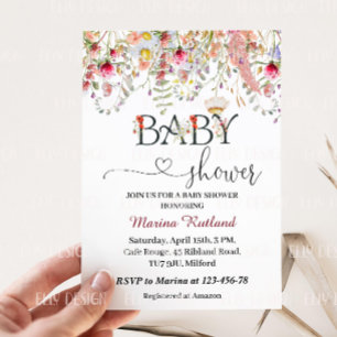Wild Flowers Baby Shower Invitation