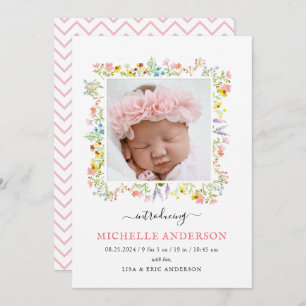 Wild Flowers birth announcement card