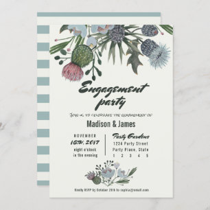 Wild Flowers blue Engagement Party Invitations