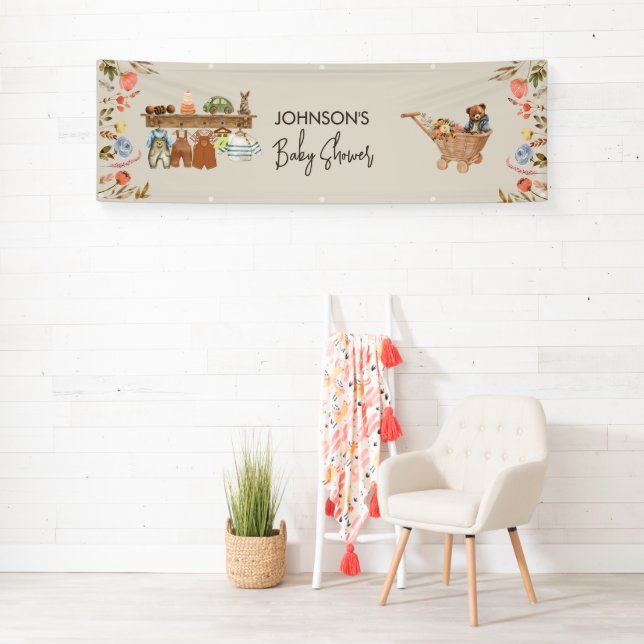 Wild Flowers Bohemian Nursery Baby Shower Welcome Banner (Insitu)