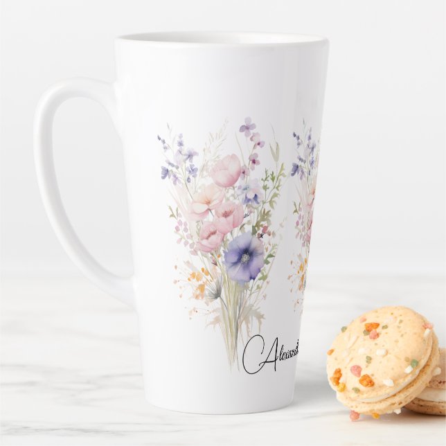 Wild flowers bouquette Name woman pastel for sis Latte Mug (In Situ)