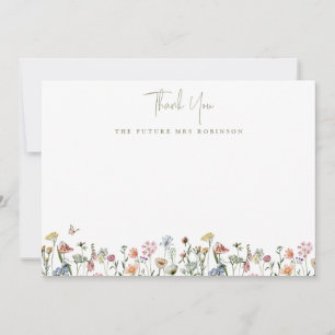 Wild Flowers Bridal Shower Future Mrs Personalised Thank You Card