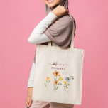 Wild flowers bridesmaid gifts bridal party favours tote bag<br><div class="desc">Wild flowers bridal gifts bridal party favours  personalised name tote bags. Watercolor wildflowers  for a garden flowers theme.</div>