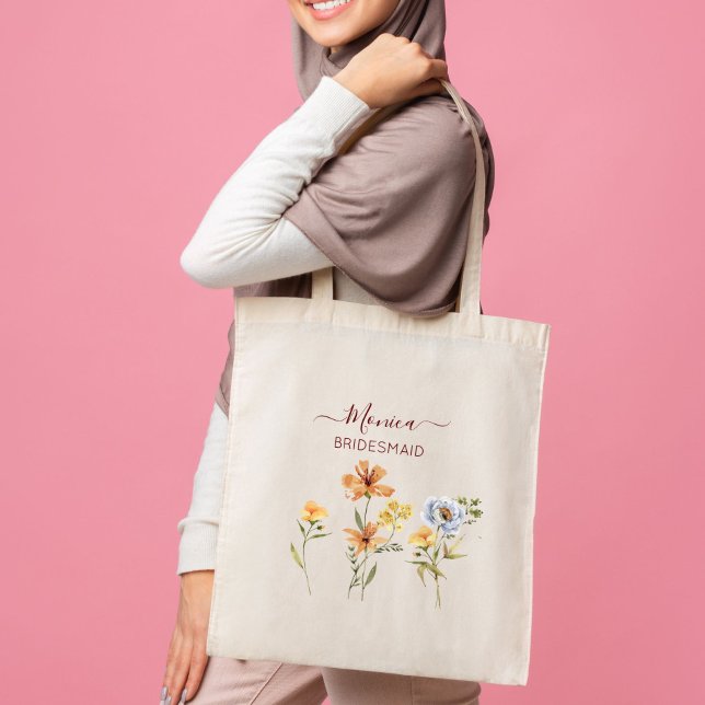 Wild flowers bridesmaid gifts bridal party favours tote bag (Creator Uploaded)