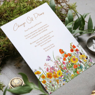 Wild Flowers Change Of Plans Postponement Wedding Announcement