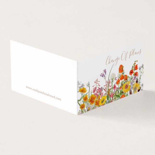 Wild Flowers Change Of Plans Postponement Wedding  Business Card (Outside)
