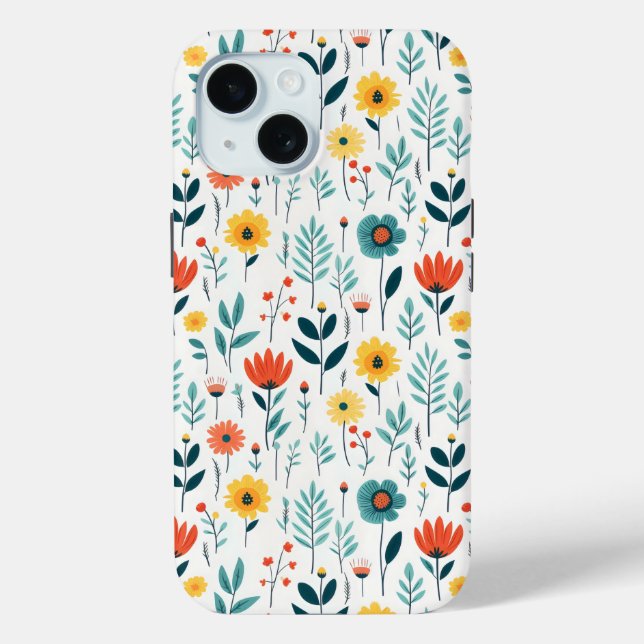 Wild Flowers Colourful Pattern Case-Mate iPhone Case (Back)
