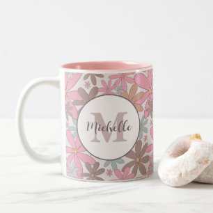 Wild Flowers Daisy Personalised with Name Floral Two-Tone Coffee Mug