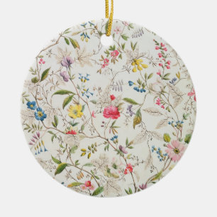 Wild flowers design for silk material, c.1790 (w/c ceramic tree decoration