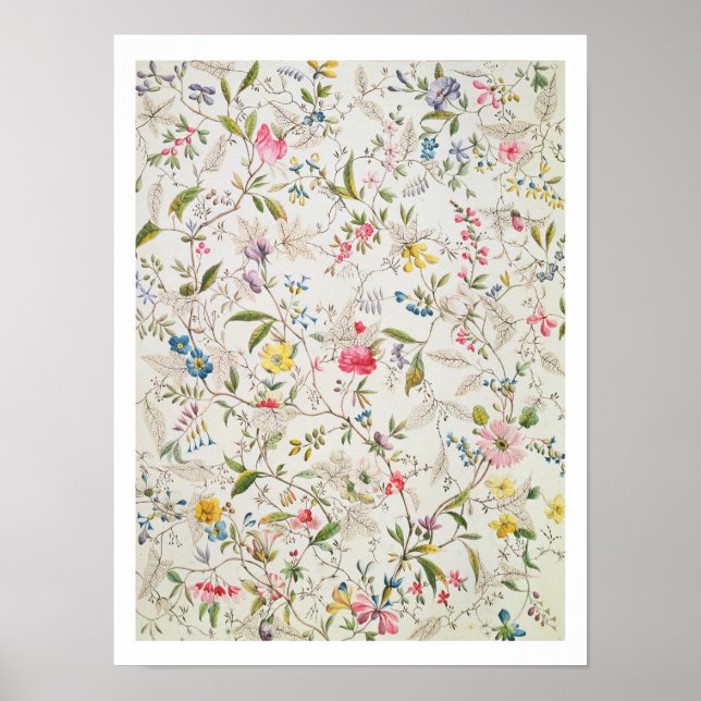Wild flowers design for silk material, c.1790 (w/c poster (Front)
