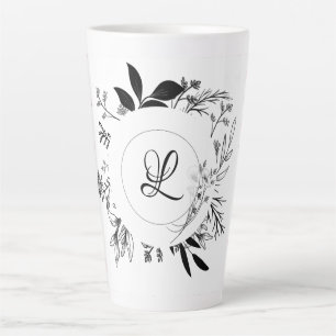 Wild Flowers Doodles Monogram Latte Mug