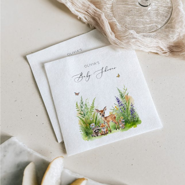 Wild Flowers Field Forest  Dear Baby Shower Napkin (Creator Uploaded)